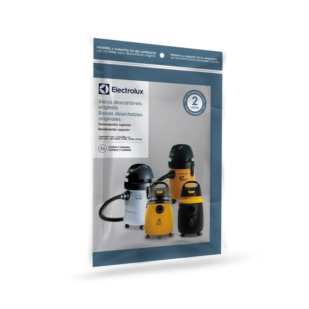 Kit 3 Sacos de aspirador de pó Modelos A20 e Gt3000 (CSE20) Electrolux