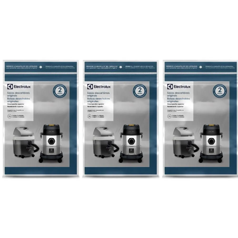 3 Kits 3 Sacos de Aspirador de Pó Modelos HIDROVAC e GT12i (CSEHV)