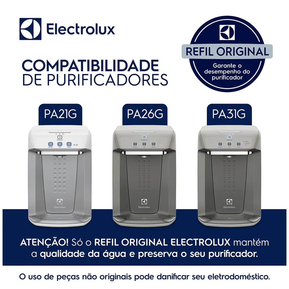 Kit 3 Filtros/Refis ORIGINAIS para Purificador de Água PA21G / PA26G / PA31G Electrolux