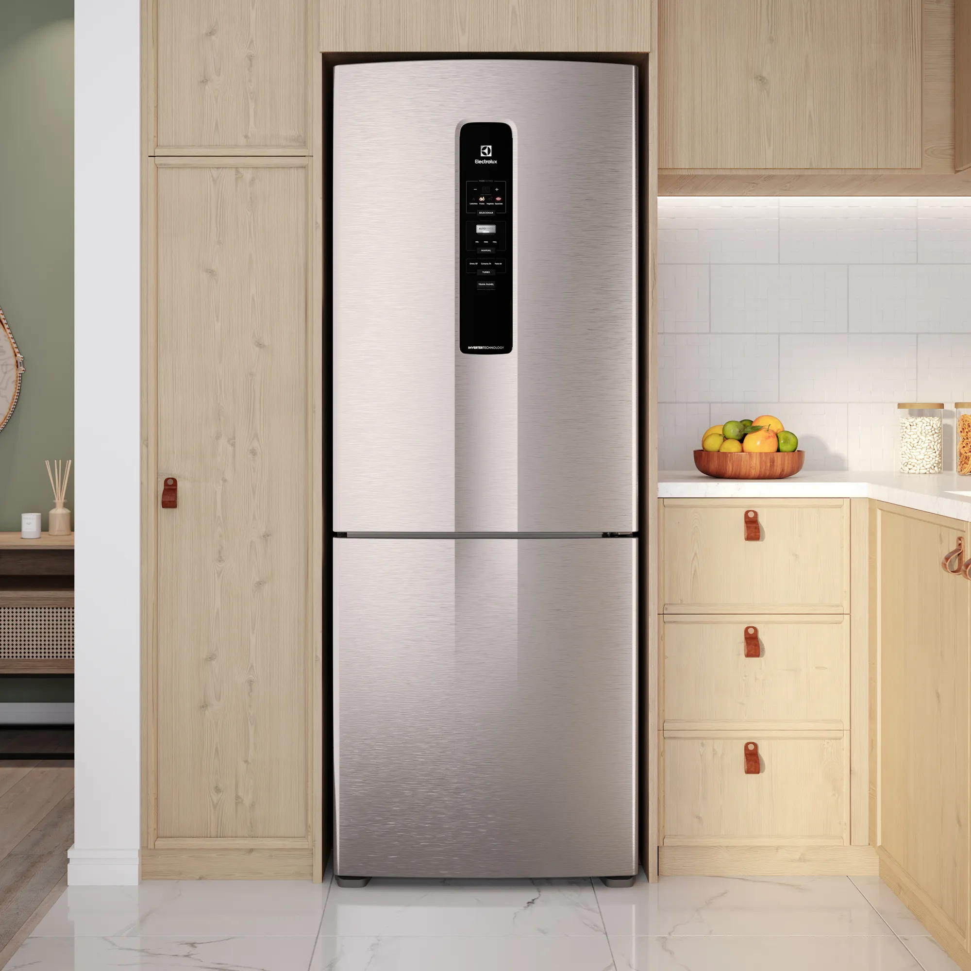 Geladeira Electrolux Frost Free Inverter 490L Experience Inverse cor Inox Look (IB51S)