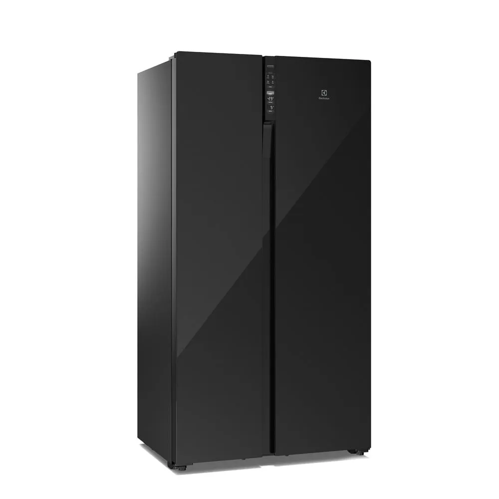 Geladeira Electrolux Frost Free Inverter 526L Efficient com AutoSense Side by Side Vidro Preto (ES5GB)