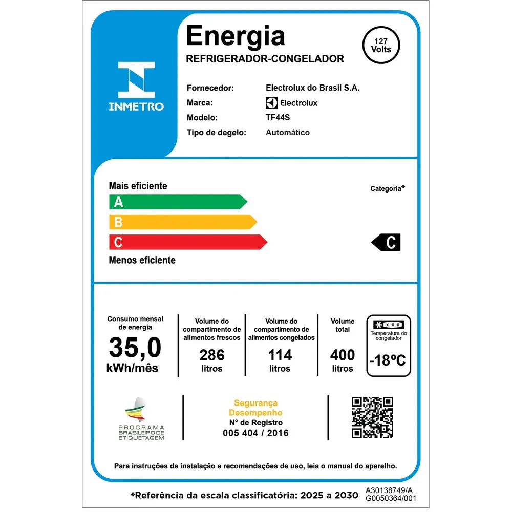Geladeira Electrolux Frost Free 400L AutoSense Duplex Inox Look (TF44S)