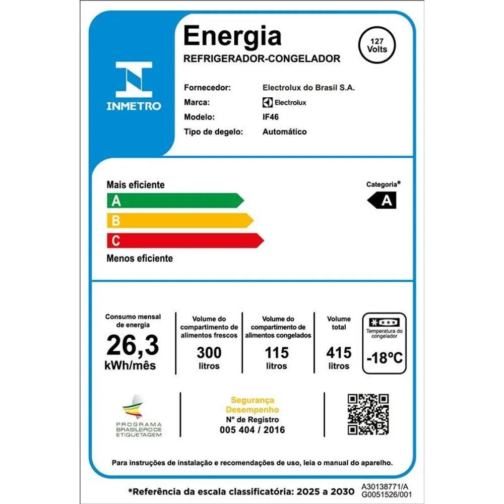 Geladeira Electrolux Frost Free Inverter 415L Efficient com AutoSense Inox Look (IF46S)