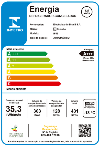 Geladeira Electrolux Frost Free Inverter 431L Efficient Duplex Branco (IF55)