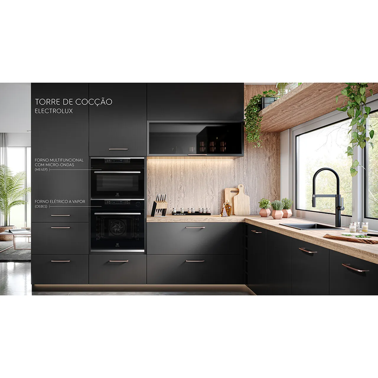 Torre de Cocção com Forno de Embutir Multifuncional 43L com Micro-ondas + Forno de Embutir 72L Elétrico a Vapor Electrolux (ME4EP)+(OE8ES)