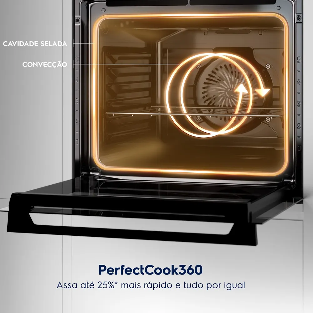 Fogão 5 bocas Electrolux Cinza Experience com Duplo Forno, PerfectCook360 e Vapor Bake (FE5DC)