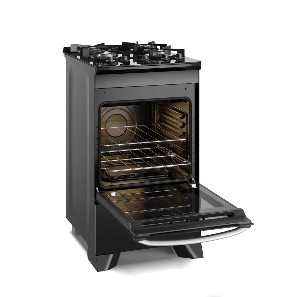 Fogão 4 bocas Electrolux Preto Efficient Mesa de Vidro, PerfectCook e Tripla Chama (FE4GP)
