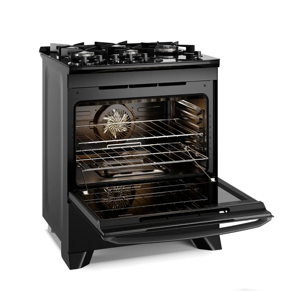 Fogão 5 bocas Electrolux Preto Experience c/ Mesa de Vidro, Grill e PerfectCook360 (FE5CP)