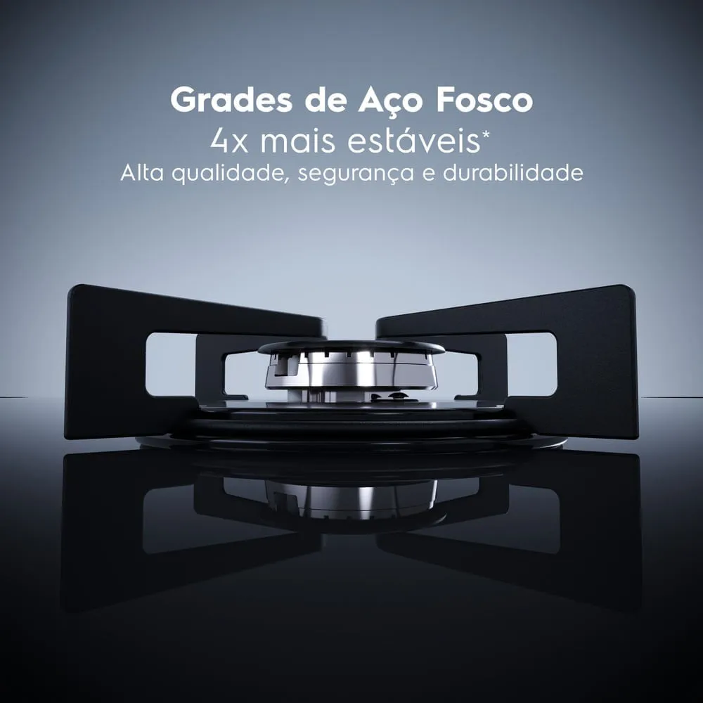 Cooktop 4 Bocas a Gás Electrolux Mesa de Vidro Efficient Grade de Aço Fosco (KE4GR)