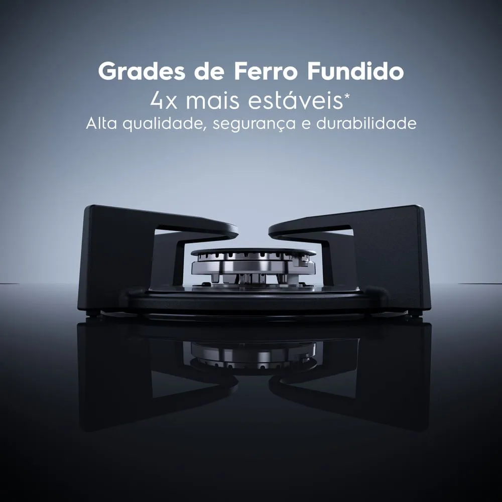 Cooktop 4 Bocas a Gás Electrolux Mesa Vidro Experience Tripla Chama e Grade de Ferro (KE4GC)