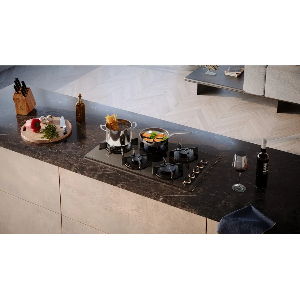 Cooktop 5 Bocas a Gás Electrolux Mesa de Vidro Pro Series ChamaPrecisa e Multi Chama (KE5PS)