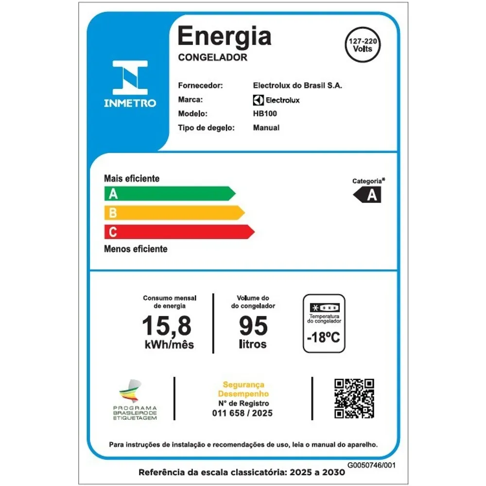 Freezer Horizontal Electrolux 95L Inverter Bivolt Uma Porta Branco (HB100)