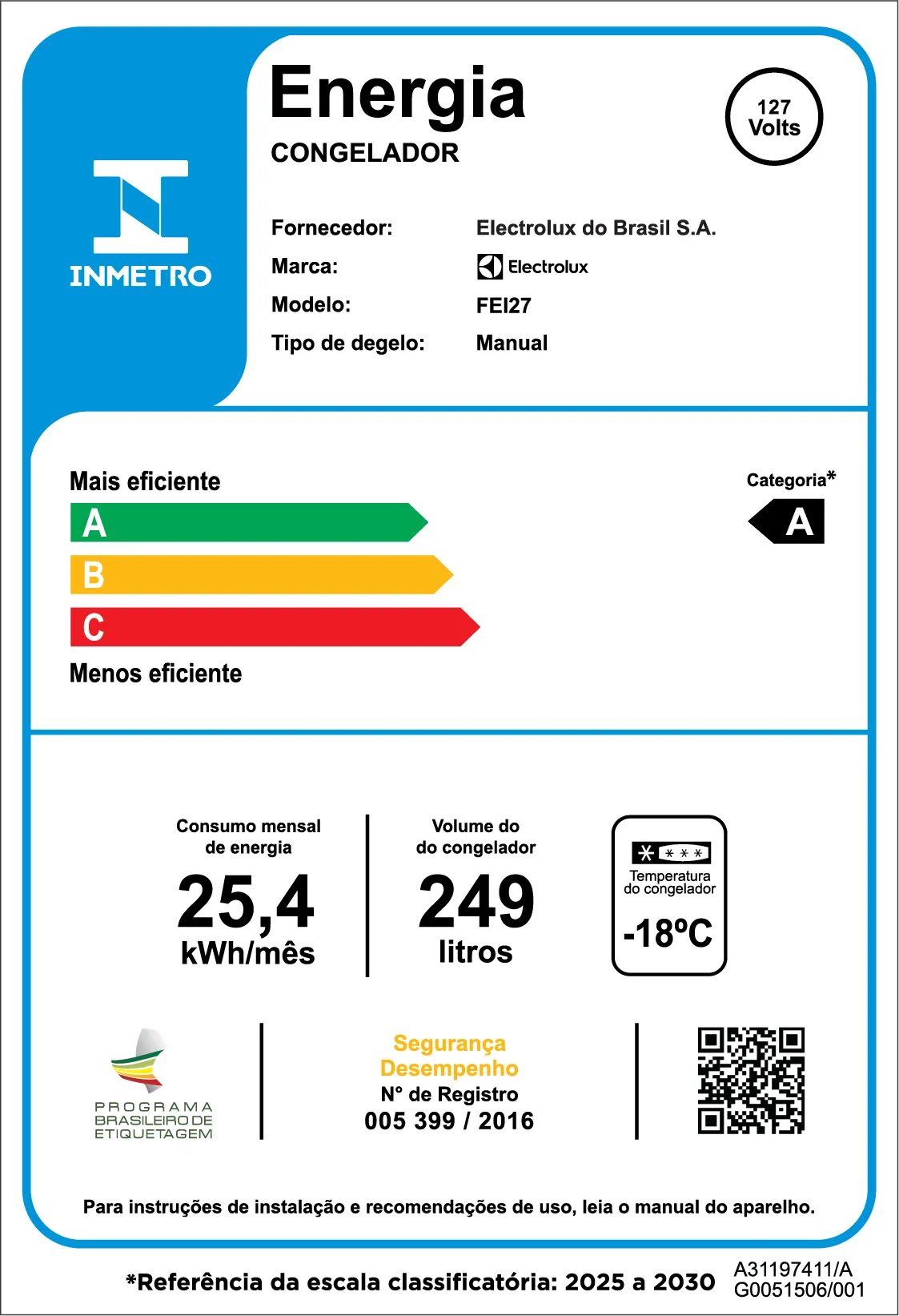 Freezer Vertical Electrolux Cycle Defrost 249L Inverter Uma Porta (FEI27)