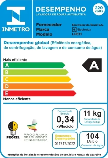 Máquina de Lavar Frontal Electrolux 11kg Inverter Premium Care com Água Quente/Vapor (LFE11)