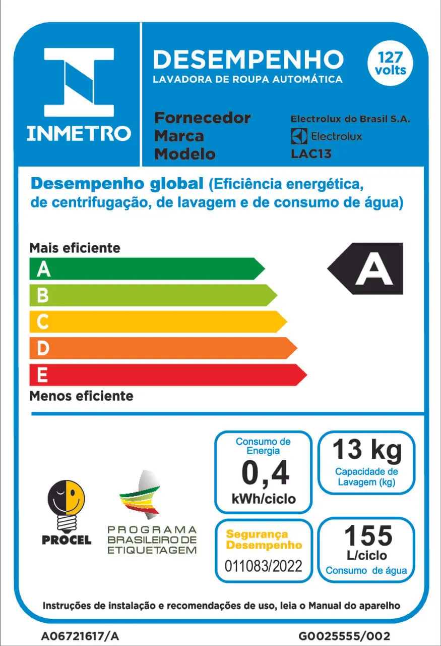 Máquina de Lavar Electrolux 13kg Branca Turbo Economia com Jet&Clean e Filtro Fiapos (LAC13)
