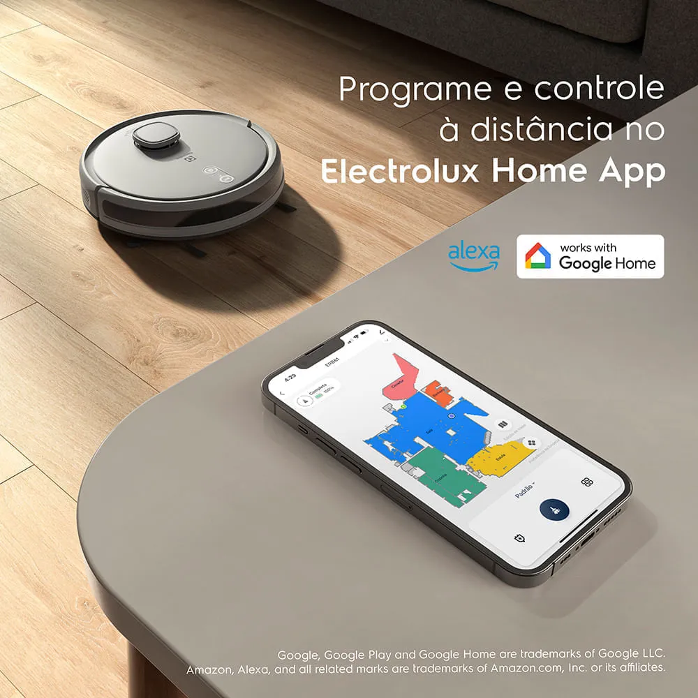 Robô Aspirador Electrolux 4 em 1 Wi-Fi Experience até 1h40 Mapeamento Cinza (ERB61)