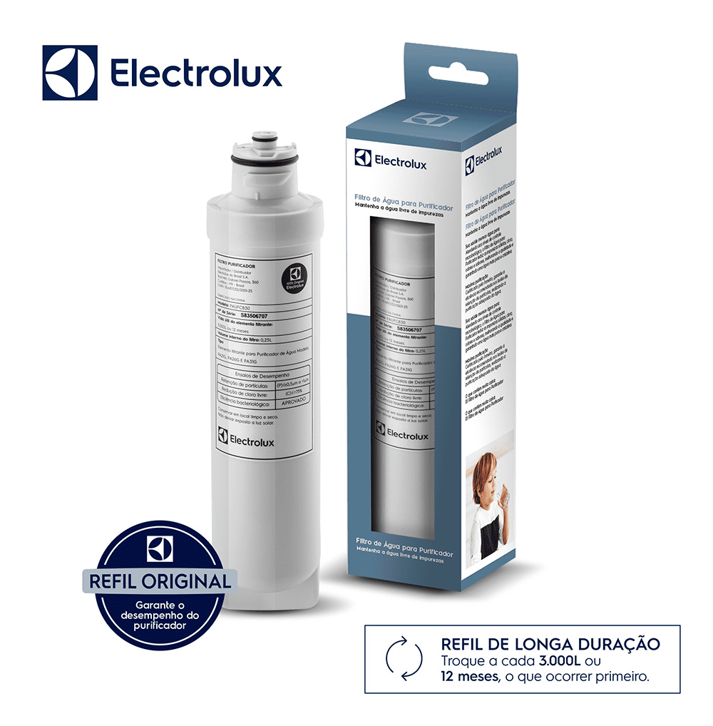 Kit Lâmpada UV para Purificador PA30G e PA31G + Filtro/Refil Original para Purificador de Água PA21G / PA26G / PA31G – Electrolux