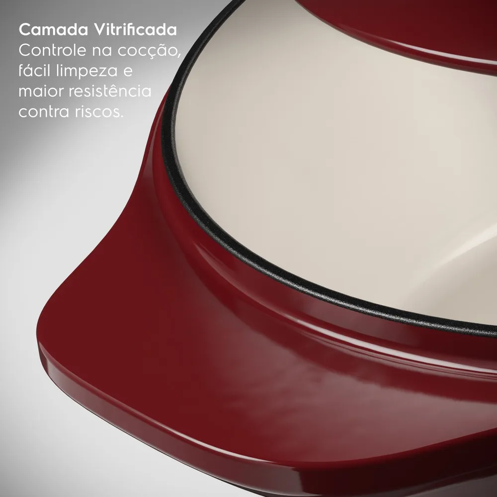 Panela Wok de Ferro Fundido Esmaltado Electrolux Expert 30cm Vermelha