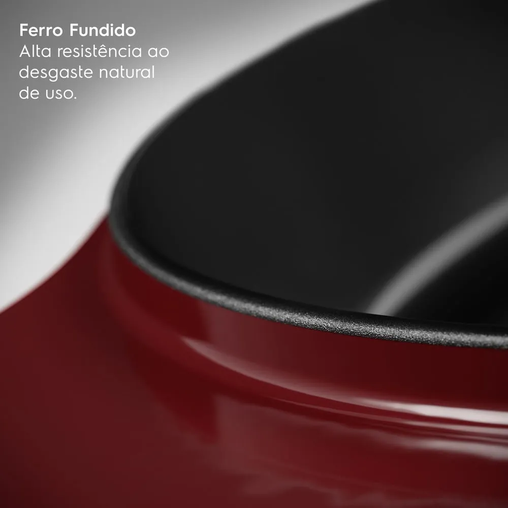Frigideira de Ferro Fundido Esmaltado Electrolux Expert 26cm Vermelha