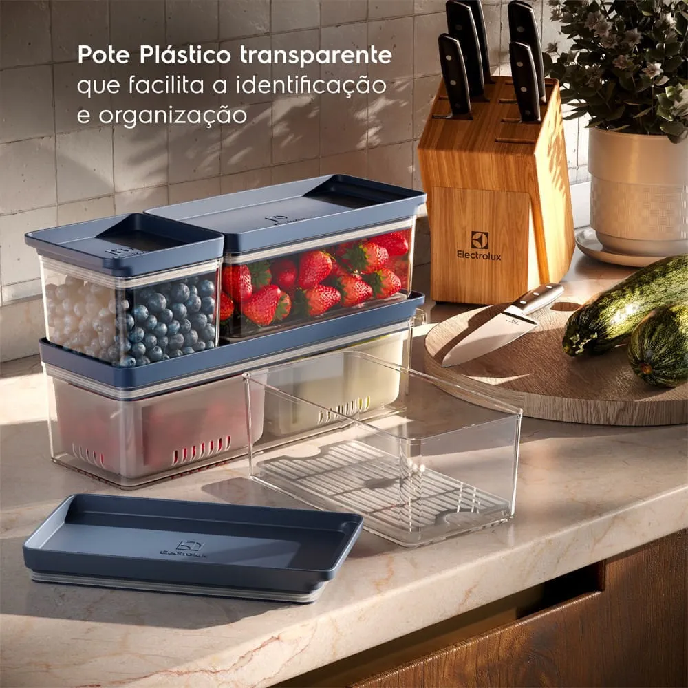 Kit 2 Organizadores de Geladeira Electrolux Experience com Escorredor 1,5L