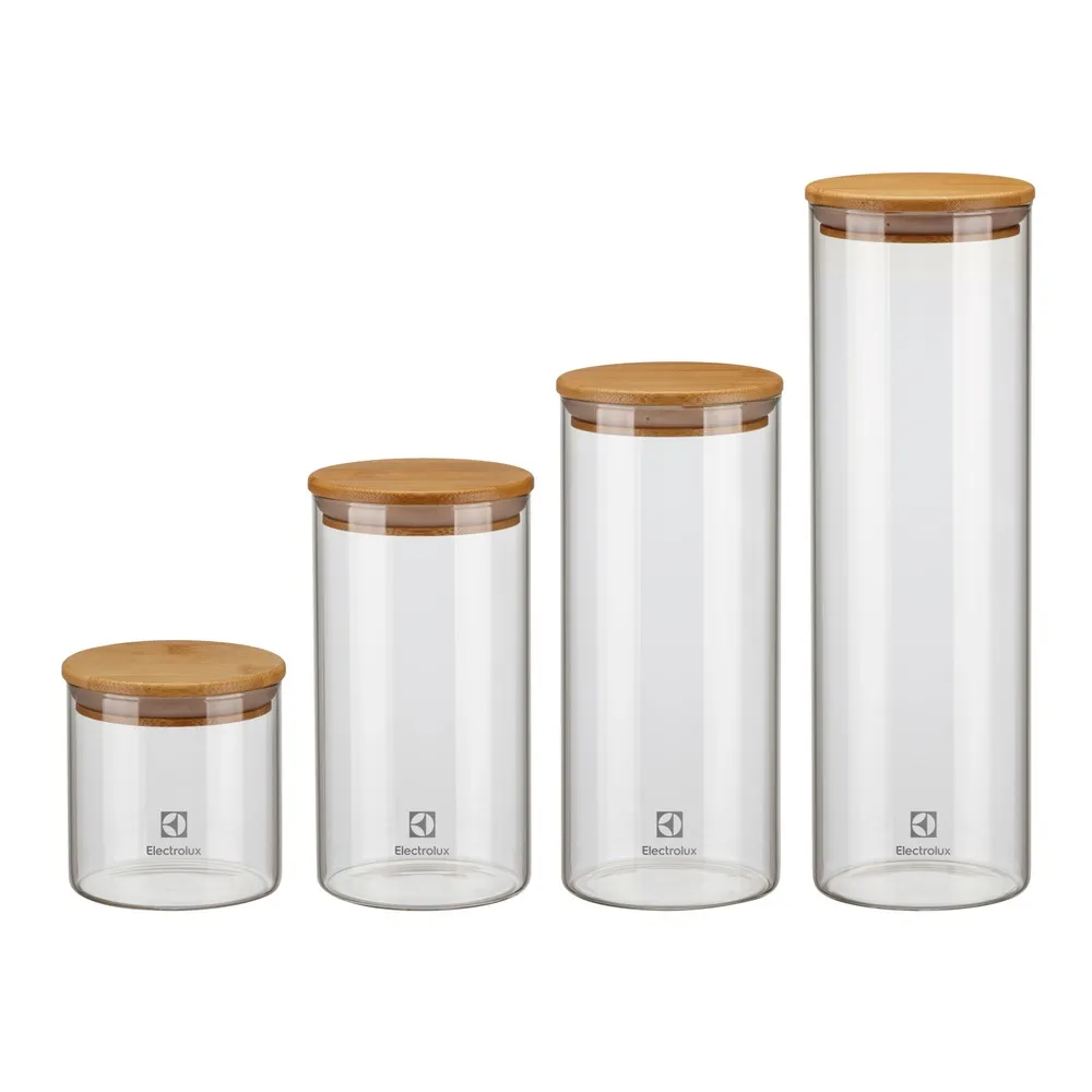 Kit Utensílios de Bambu 6 Peças + Potes Herméticos Porta-Mantimentos com Tampa de Bambu Electrolux