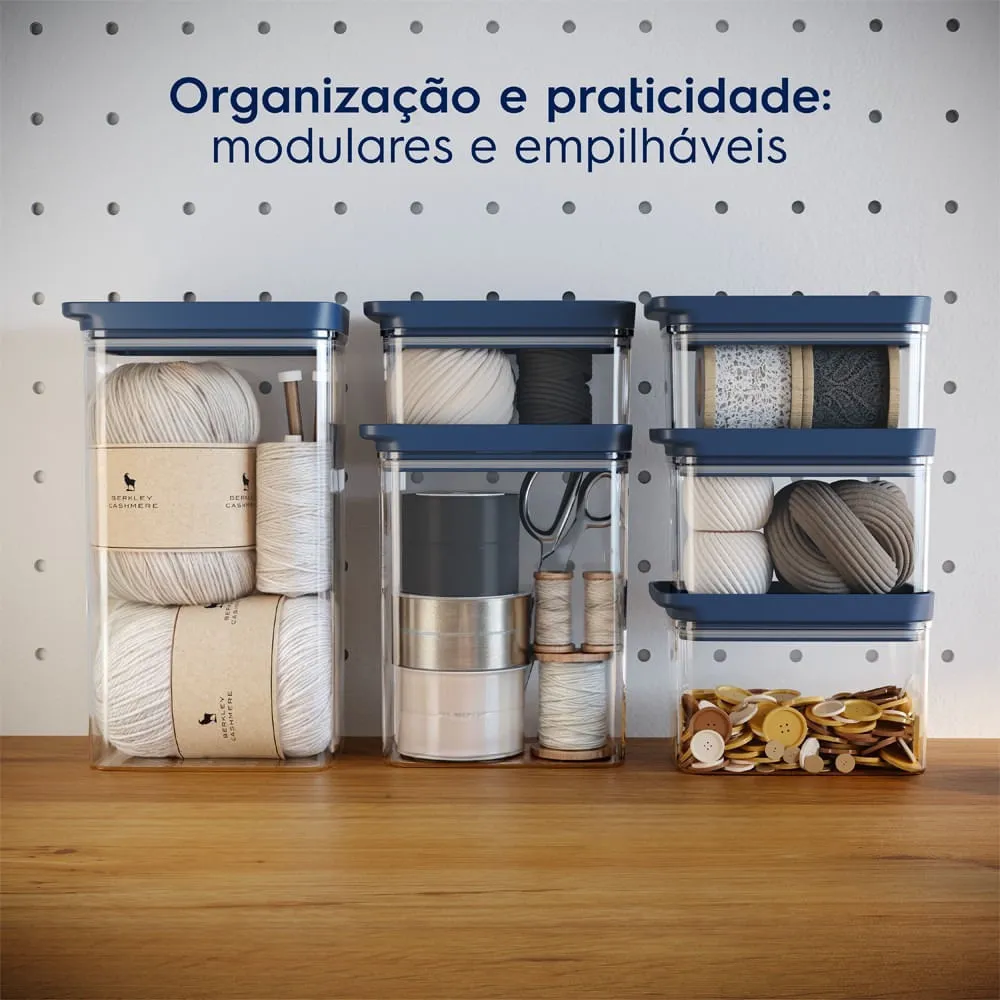 Kit Pote Hermético Organizador Modular 1,75L + Limpa Máquina de Lavar Roupas 200ml + Revitalizador de Tecidos 20ml para Máquina de Lavar Electrolux